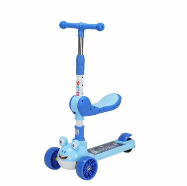 Frog Themed Adjustable Height Kids Scooter With Light & Music - Blue